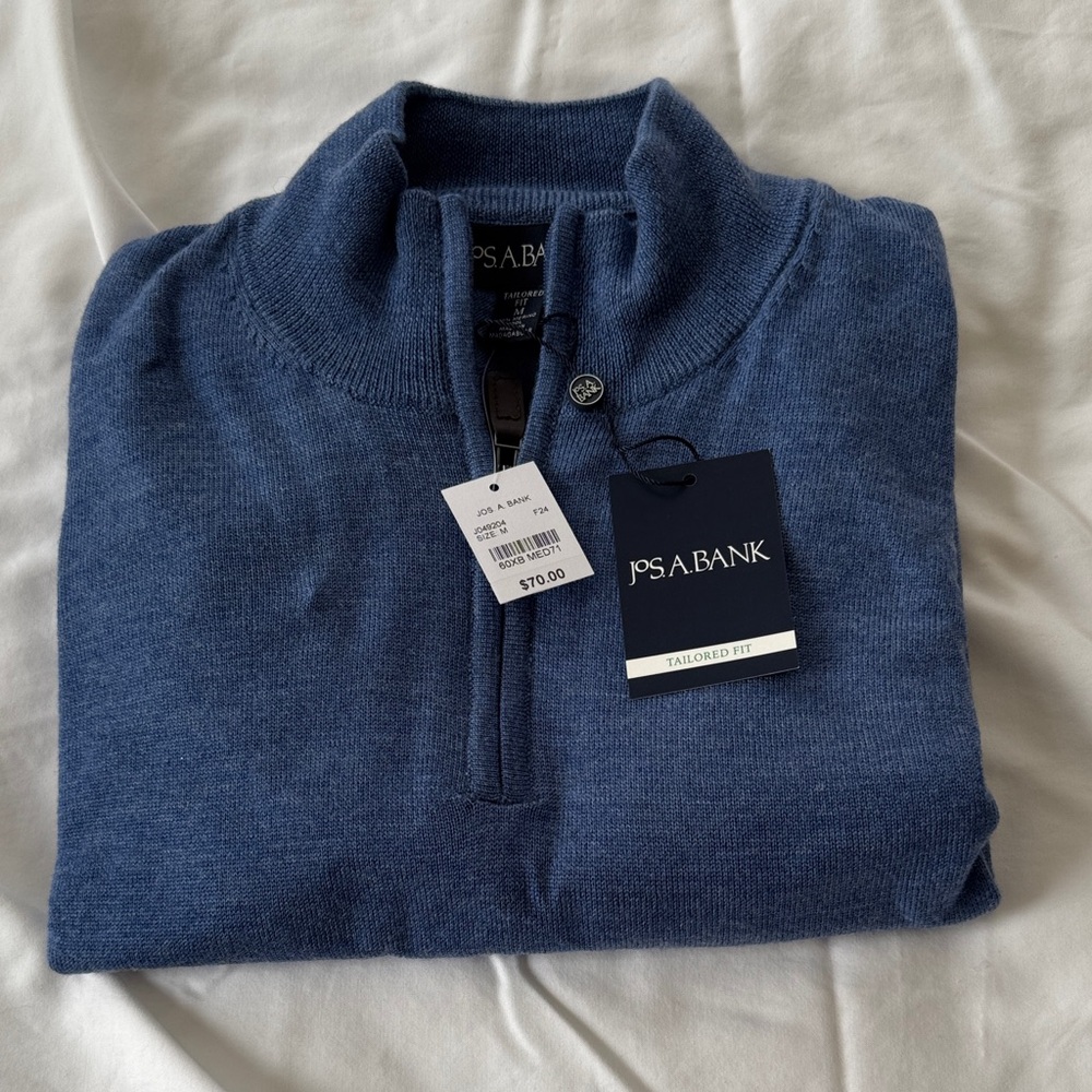 Jos. A. Bank Tailored Half-Zip Sweater in Heather Navy